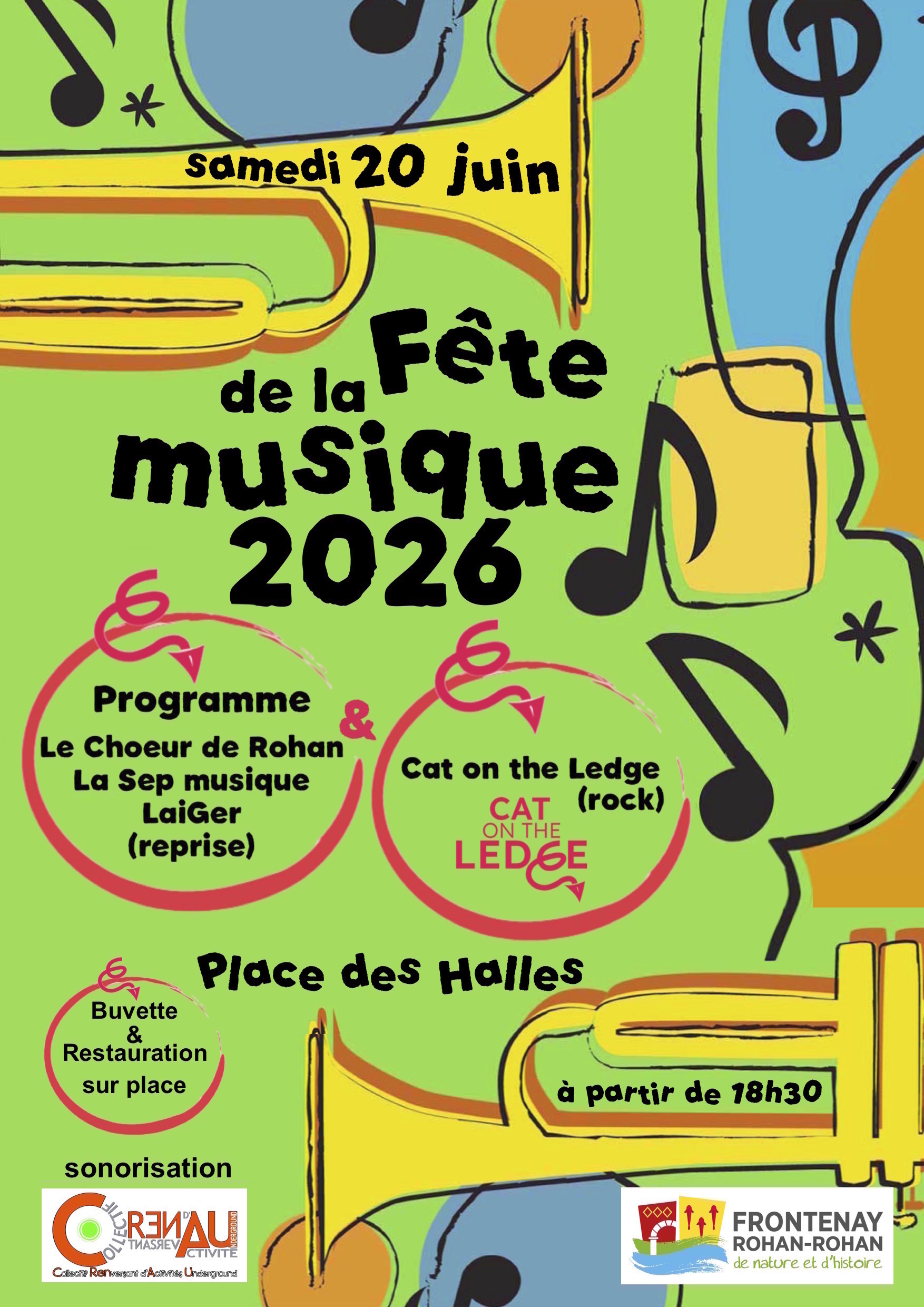 Affiche de la Fête de la Musique 2026 à Frontenay-Rohan-Rohan, place des Halles