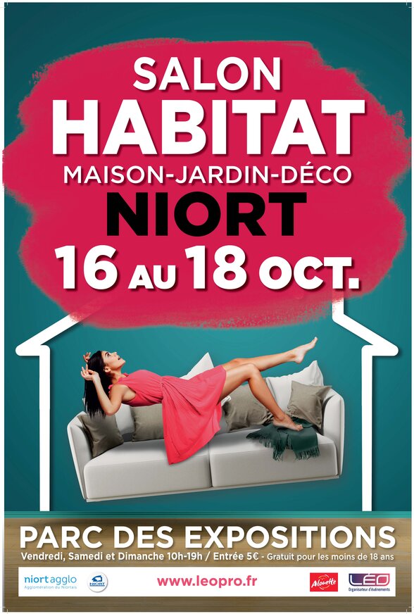 Affiche du Salon Habitat Maison-Jardin-Déco de Niort, du 16 au 18 octobre, Parc des Expositions