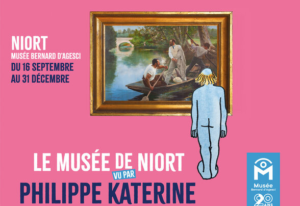 Affiche de l'exposition « Le musée de Niort vu par Philippe Katerine » au musée Bernard d'Agesci - Agrandir l'image, fenêtre modale
