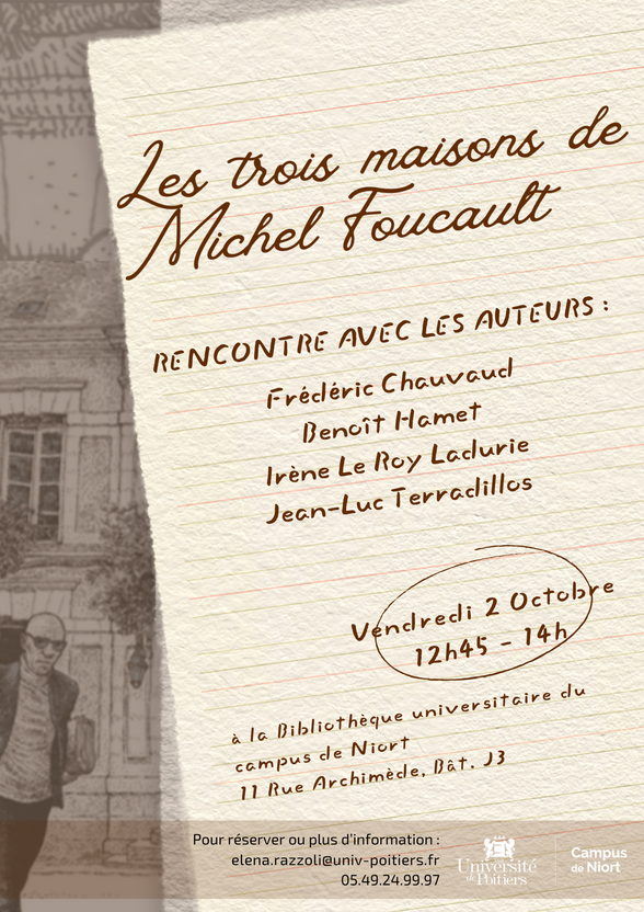 Affiche de la rencontre avec les auteurs de « Les Trois Maisons de Michel Foucault »